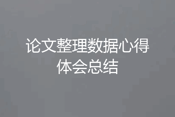 论文整理数据心得体会总结