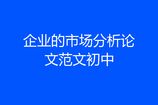 企业的市场分析论文范文初中