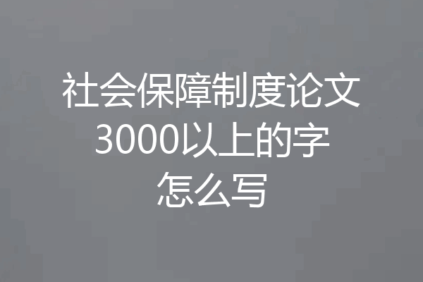 社会保障制度论文3000以上的字怎么写