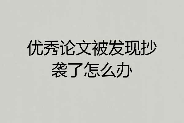 优秀论文被发现抄袭了怎么办