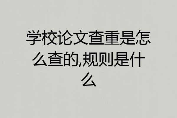 学校论文查重是怎么查的,规则是什么