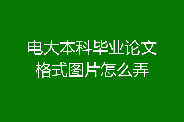电大本科毕业论文格式图片怎么弄