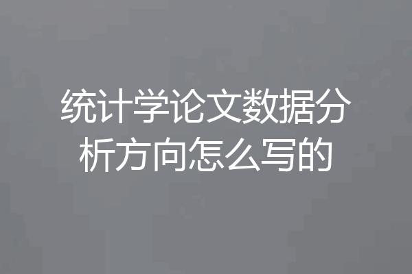统计学论文数据分析方向怎么写的