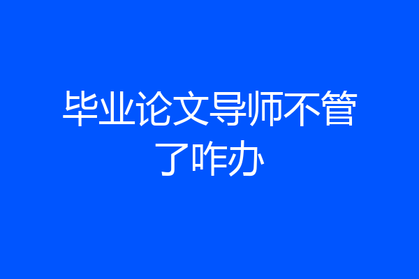 毕业论文导师不管了咋办