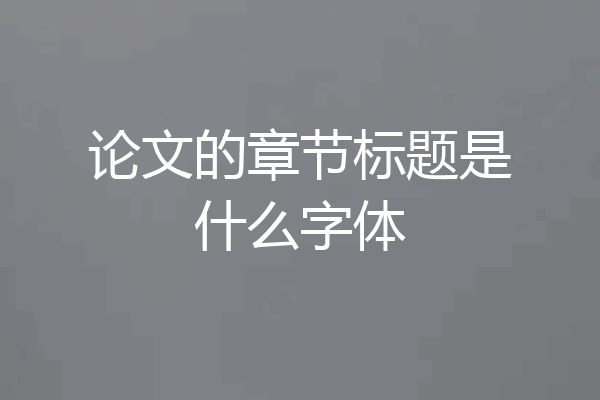 论文的章节标题是什么字体