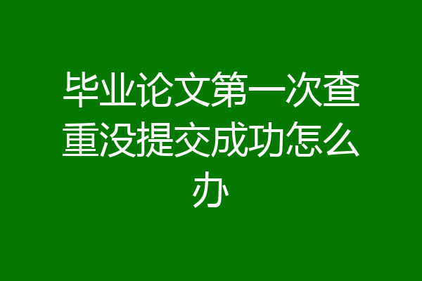 毕业论文第一次查重没提交成功怎么办