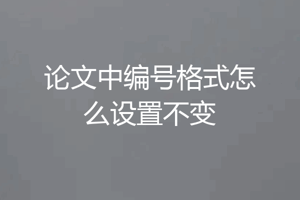 论文中编号格式怎么设置不变