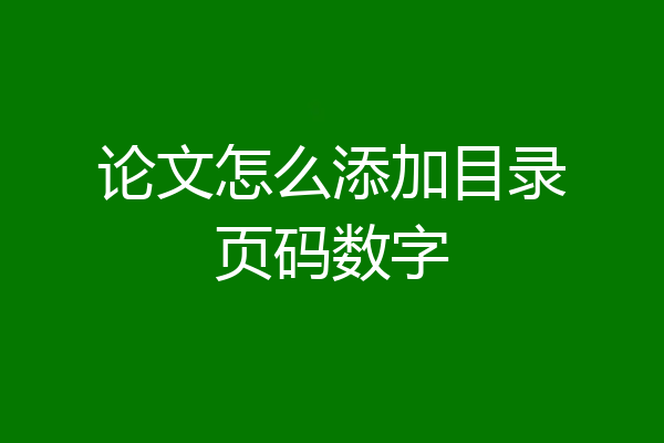 论文怎么添加目录页码数字