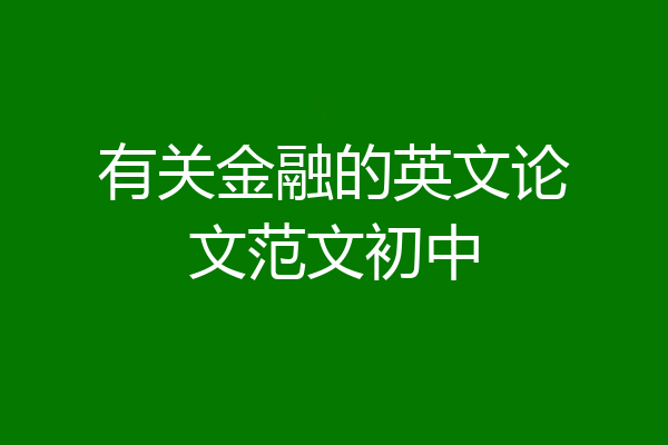 有关金融的英文论文范文初中