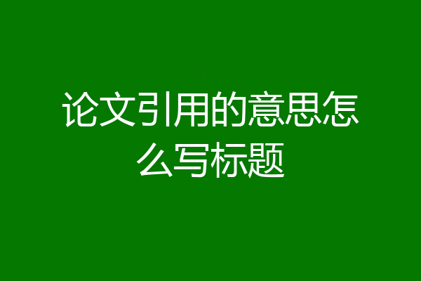 论文引用的意思怎么写标题