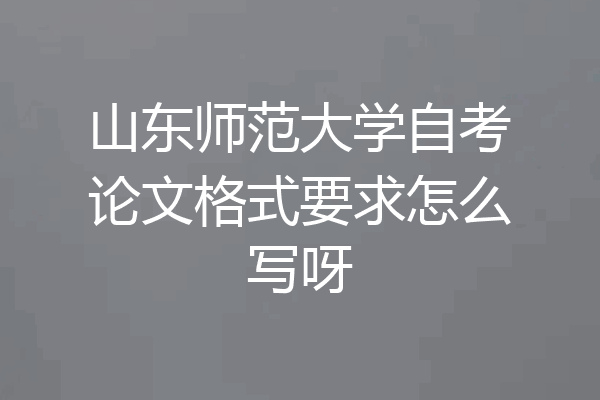 山东师范大学自考论文格式要求怎么写呀