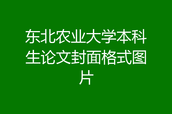 东北农业大学本科生论文封面格式图片