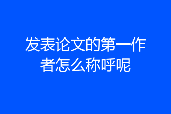 发表论文的第一作者怎么称呼呢