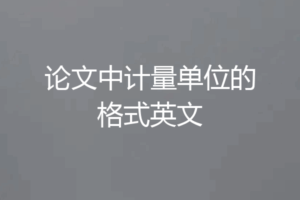 论文中计量单位的格式英文