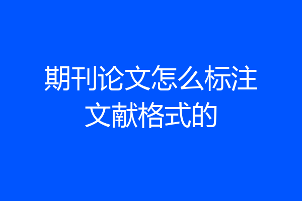 期刊论文怎么标注文献格式的