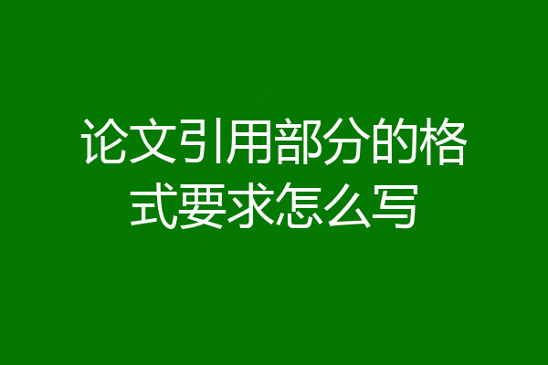 论文引用部分的格式要求怎么写