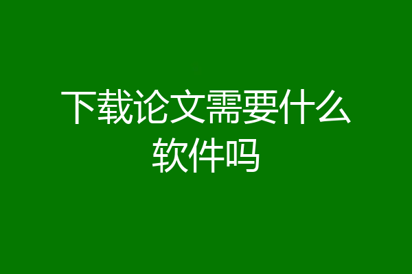 下载论文需要什么软件吗