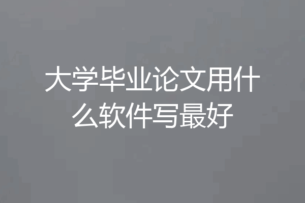 大学毕业论文用什么软件写最好