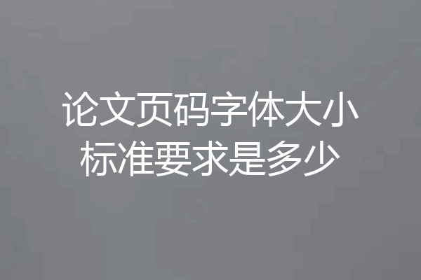 论文页码字体大小标准要求是多少