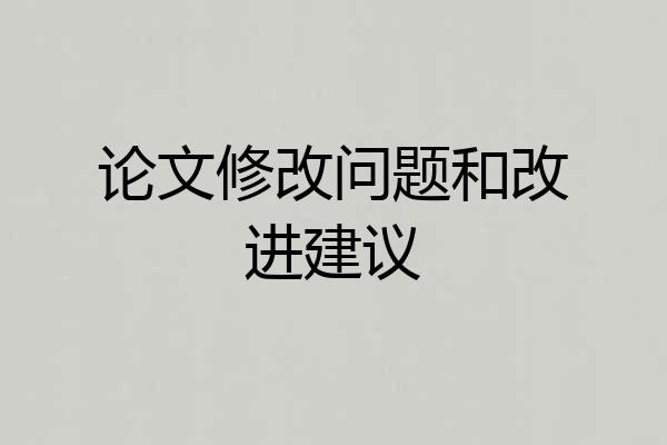 论文修改问题和改进建议