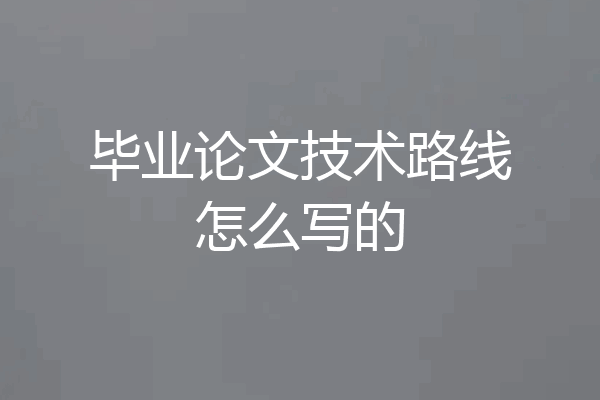 毕业论文技术路线怎么写的