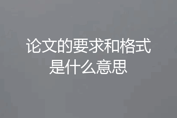 论文的要求和格式是什么意思
