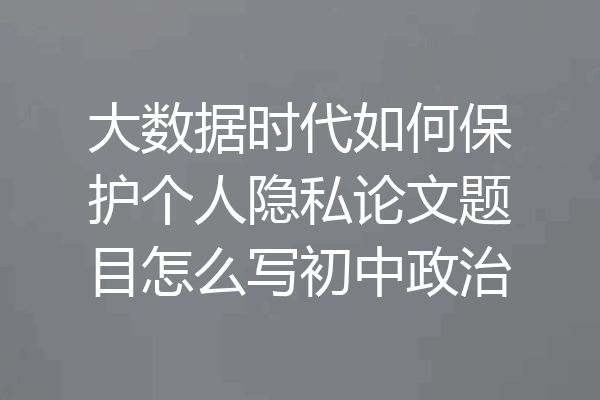 大数据时代如何保护个人隐私论文题目怎么写初中政治