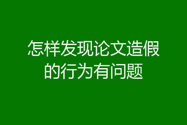 怎样发现论文造假的行为有问题