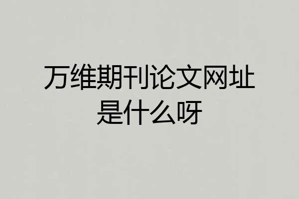万维期刊论文网址是什么呀