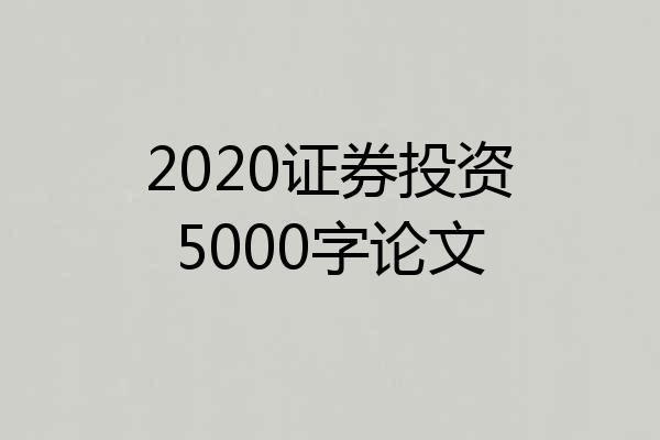 2020证券投资5000字论文