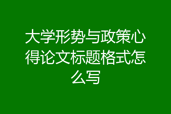 大学形势与政策心得论文标题格式怎么写