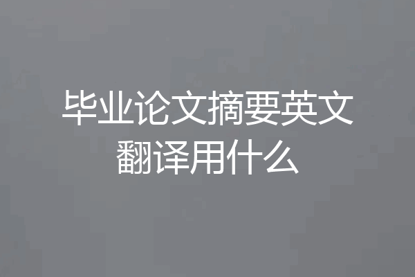 毕业论文摘要英文翻译用什么