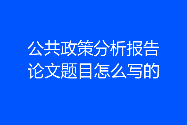 公共政策分析报告论文题目怎么写的