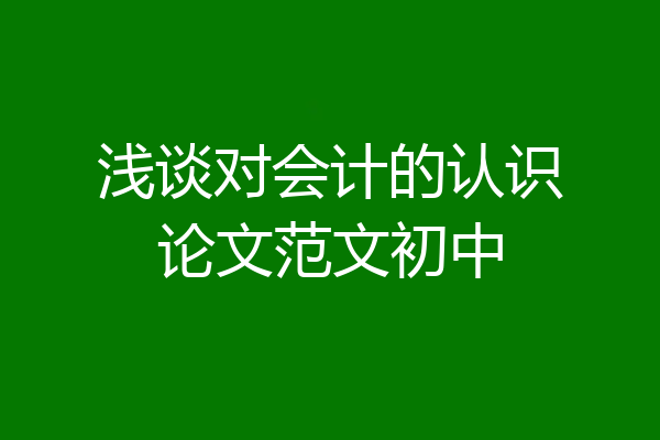 浅谈对会计的认识论文范文初中