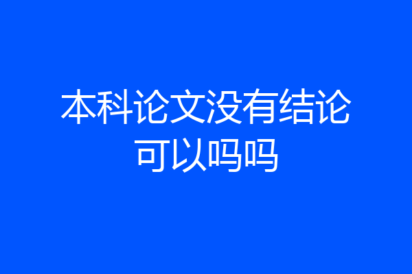 本科论文没有结论可以吗吗