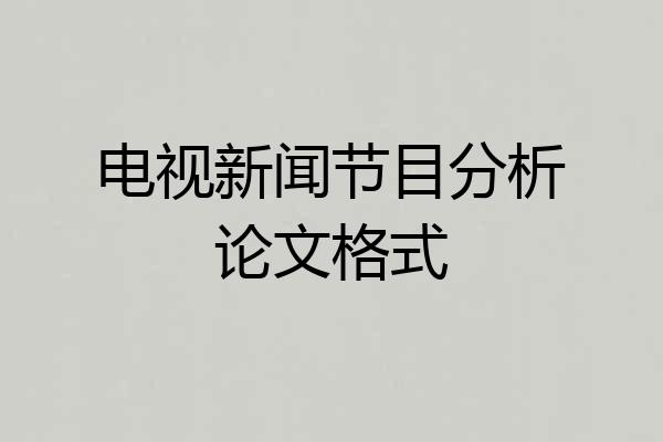 电视新闻节目分析论文格式