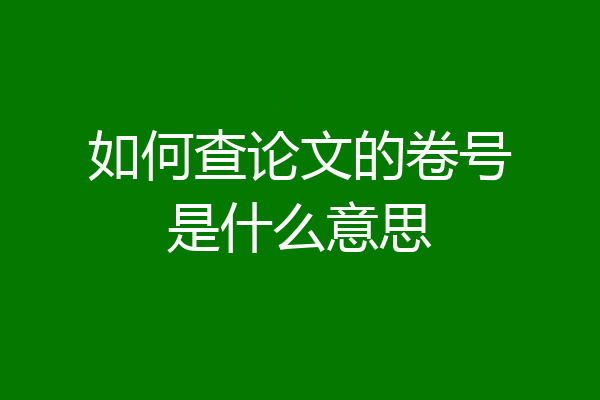 如何查论文的卷号是什么意思