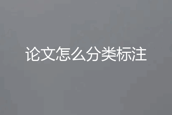 论文怎么分类标注