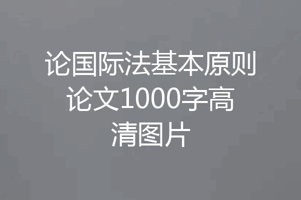 论国际法基本原则论文1000字高清图片