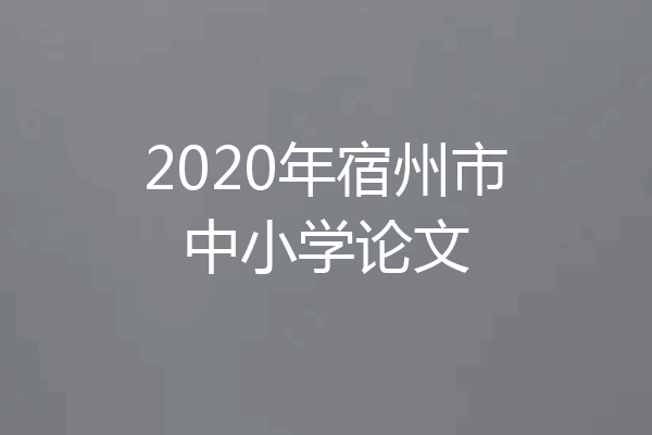 2020年宿州市中小学论文
