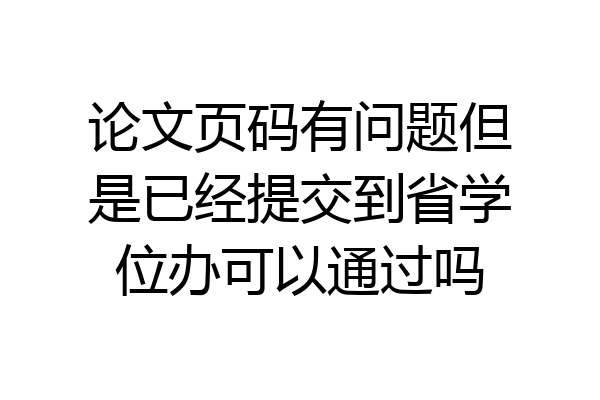 论文页码有问题但是已经提交到省学位办可以通过吗