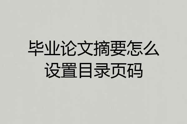 毕业论文摘要怎么设置目录页码