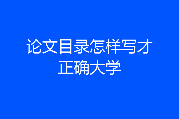 论文目录怎样写才正确大学