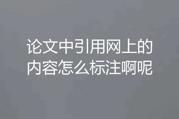 论文中引用网上的内容怎么标注啊呢