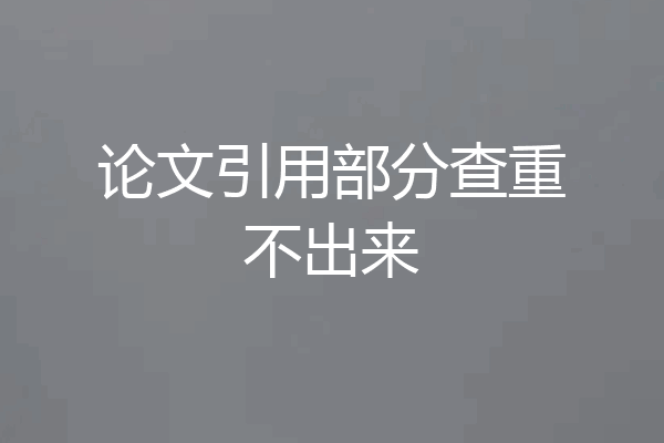 论文引用部分查重不出来