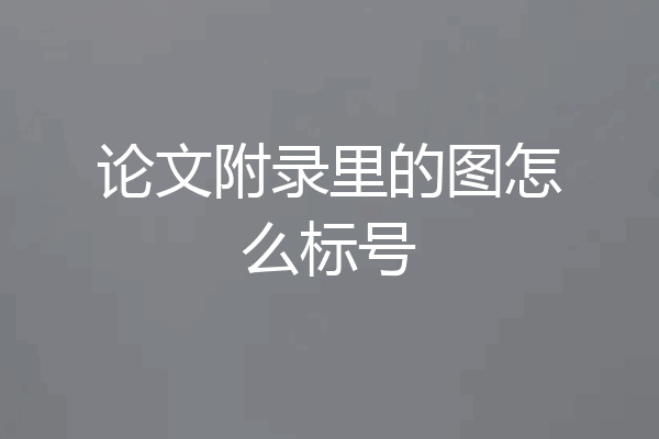 论文附录里的图怎么标号