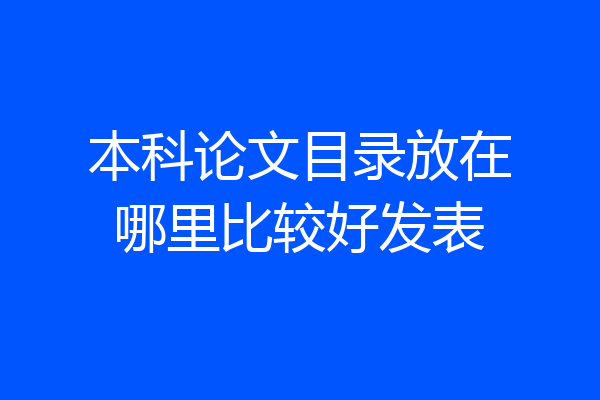 本科论文目录放在哪里比较好发表