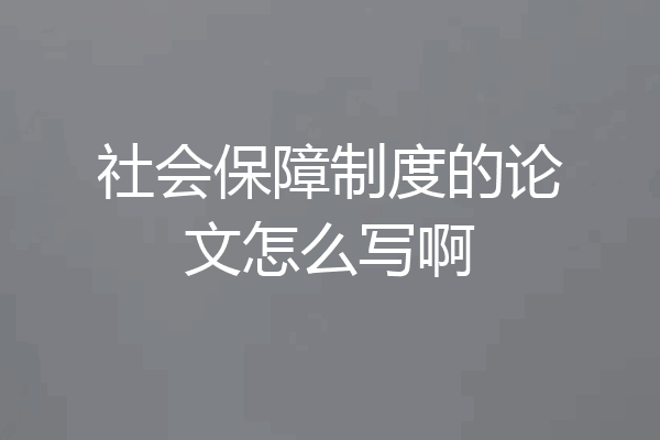 社会保障制度的论文怎么写啊