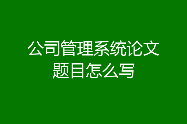 公司管理系统论文题目怎么写