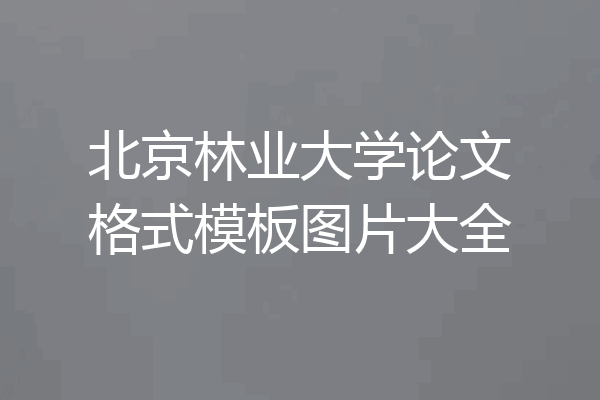 北京林业大学论文格式模板图片大全